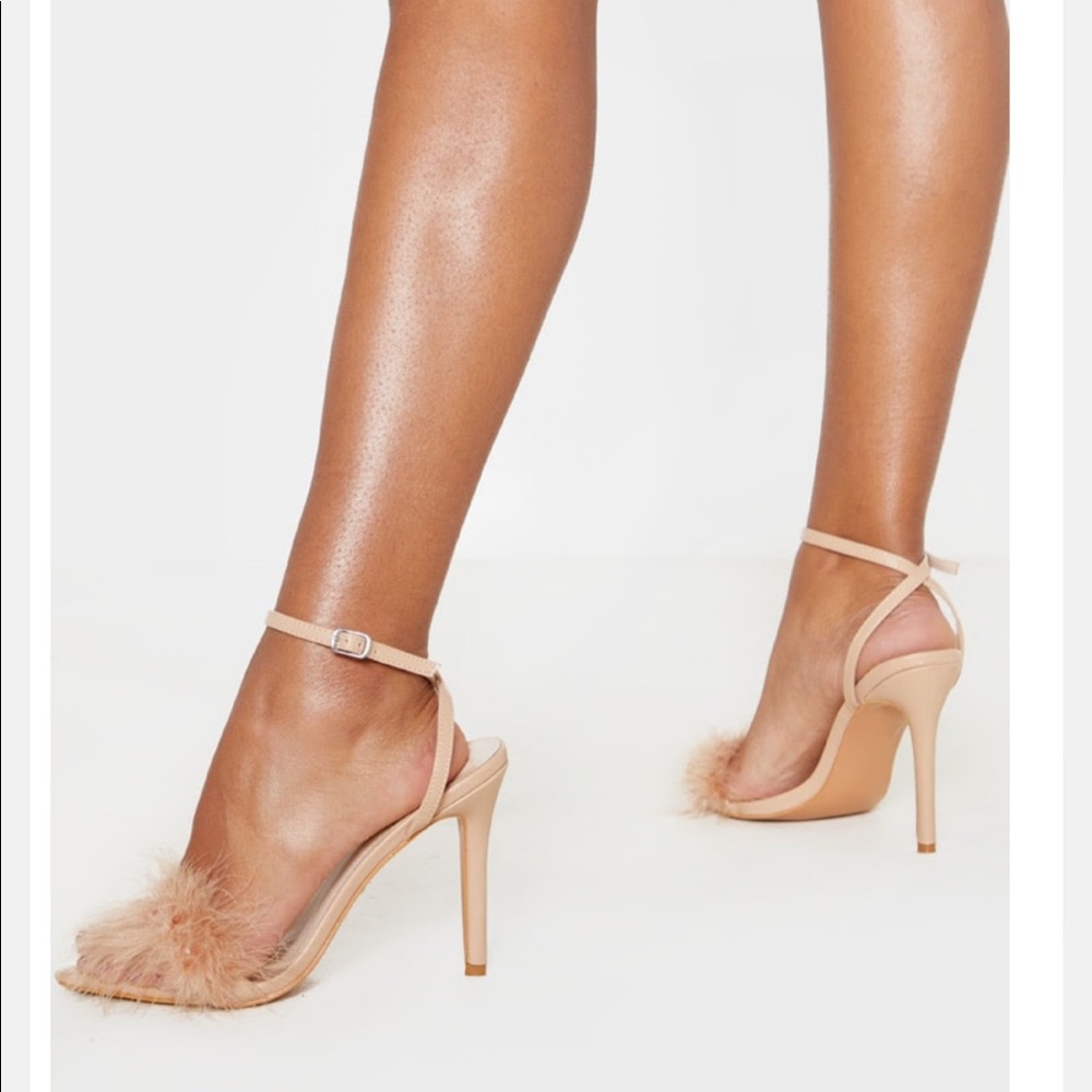 Brand new Pretty Little Things feather heels, size 8